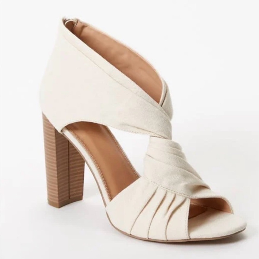 JustFab Cream Peep-Toe Heels